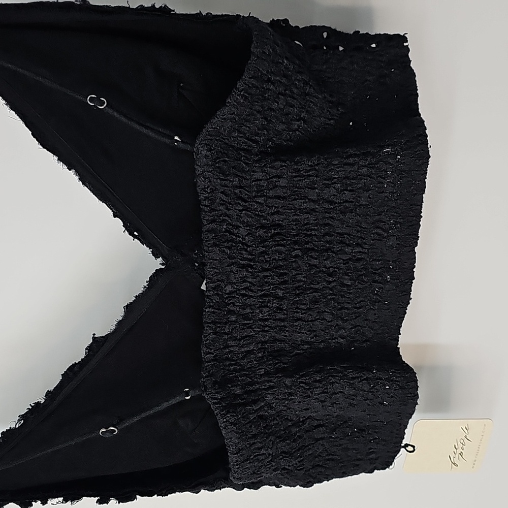Free People Noir Black Eyelet 2-Piece Party Outfit Mini Skirt & Bralette Top Y2K - Picture 5 of 15